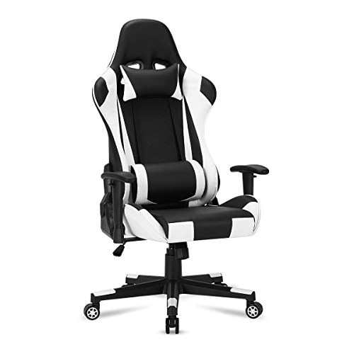 YOLENY Gaming Chair Computer Game Chair Office Chair Ergonomic High Back PC Desk Chair Height Adjustment Swivel Rocker with Headrest and Lumbar Support Lumbar Pillow New Black 